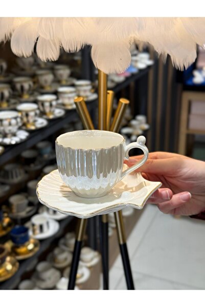 Onedekor 6-Piece Mother of Pearl Pearl Porcelain Coffee Cup - Gold