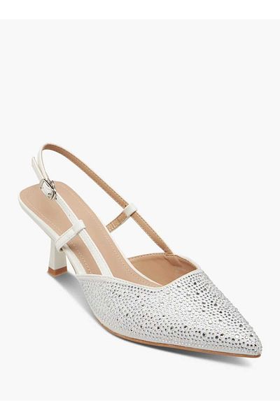 Flora Bella by Shoexpress Flora Bella Embellished Slingback Shoes with Flared Heels and Buckle Closure