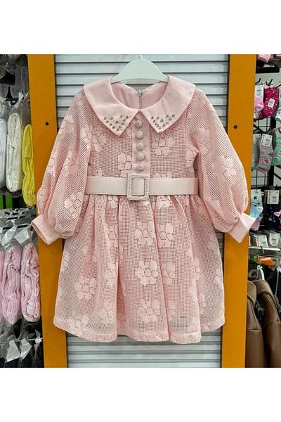 Yonca Çocuk AYD Kids 881 Rochie din dantelă cu centură pentru fete