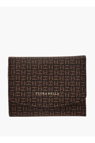 Flora Bella by Shoexpress Flora Bella Monogram Print Tri-Fold Wallet with Button Closure
