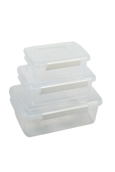 Concept Home 3 Piece Food Storage Container Set Rectangle Clear/White