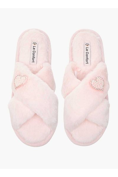Le Confort Le Confort Faux Fur Cross Strap Bedroom Slides