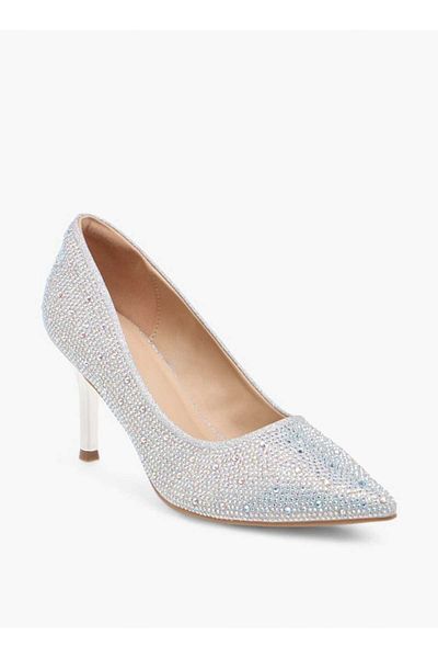 Flora Bella by Shoexpress Flora Bella Embellished Slip-On Pointed Toe Pumps with Stiletto Heels