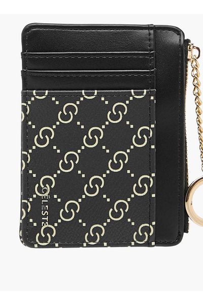 Celeste Monogram Print Wallet with Zip Closure