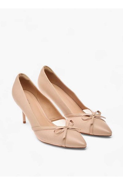 Flora Bella by Shoexpress Flora Bella Bow Applique Slip-On Pumps with Stiletto Heels