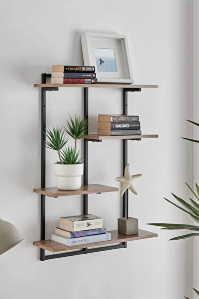 AJU Modern Duvar Rafı - 4 Katlı Metal Şık Modern Yüzen Pencere Duvar Rafı Kit...