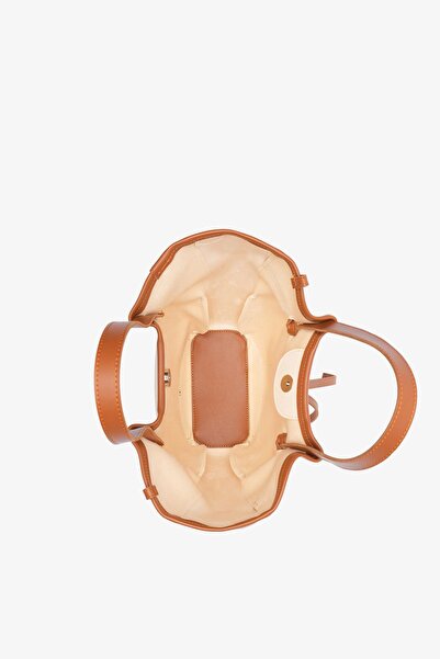 LOVENTA Beige and Tan Niesha Mini Tote Bag - S