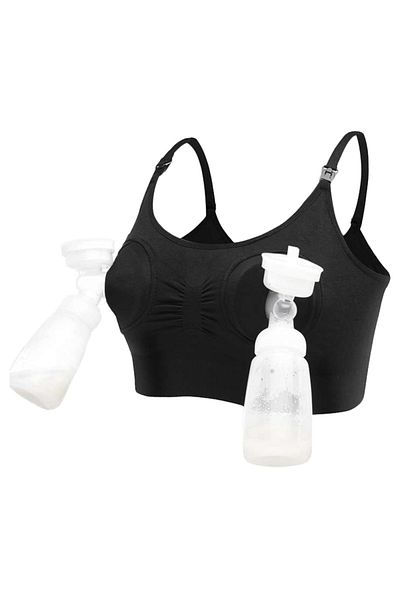 Blooming Blossom Hands free Pumping & Nursing Bra, Black - S