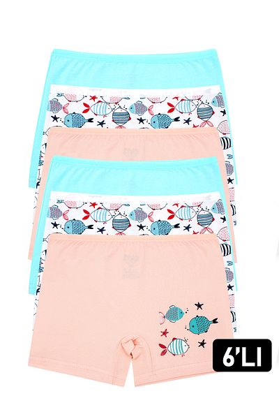 Öts Girl's Set of 6 Colorful Printed Lycra Boxers