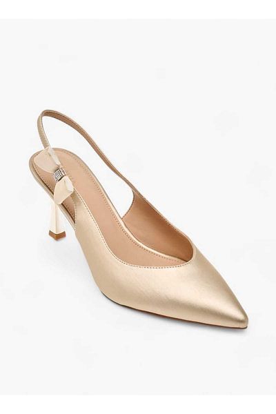 Flora Bella by Shoexpress Flora Bella Bow Accent Slingback Shoes with Flared Heels