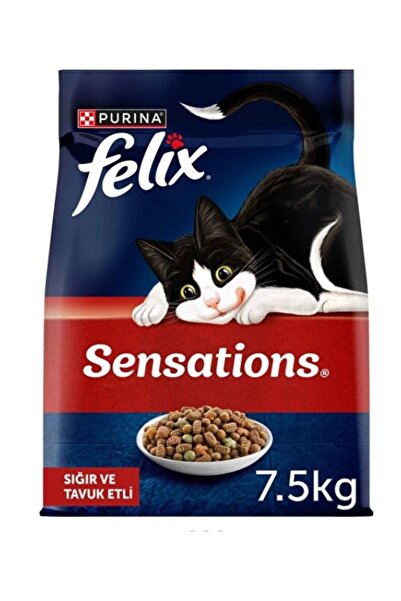 FELIX Kattenvoer Sensations Tavuklu Ve Sığır Etli Kuru Kedi Maması 7.5kg