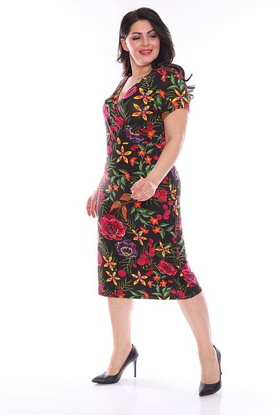 modayız Φόρεμα με διπλό γιακά με λουλούδια Plus Size 22d-0963