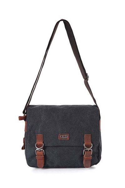 ÇÇS Τσάντα ώμου Canvas Messenger Strap - Μαύρο