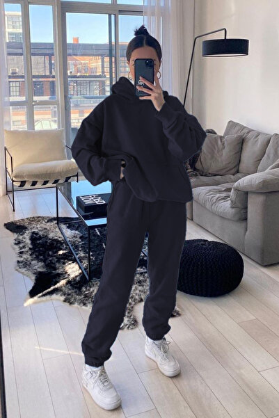 OKULCUBABA Γυναικείο σετ χειμερινής φόρμας με κουκούλα και τσέπη καγκουρό, με...