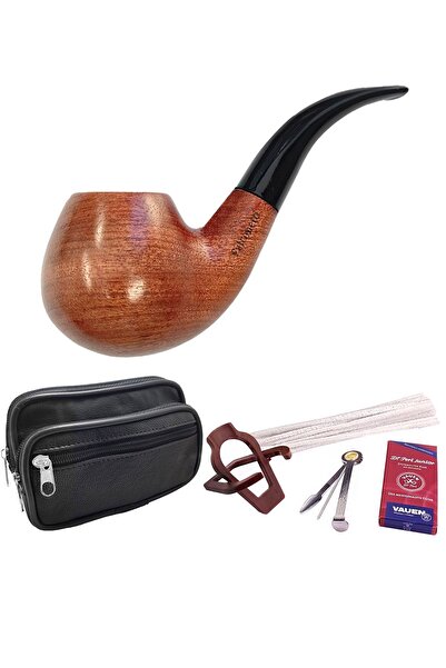 Falconetti 9 mm. Kahverengi Sandalwood Eğimli Sap Ahşap Pipo Seti rd36-takim