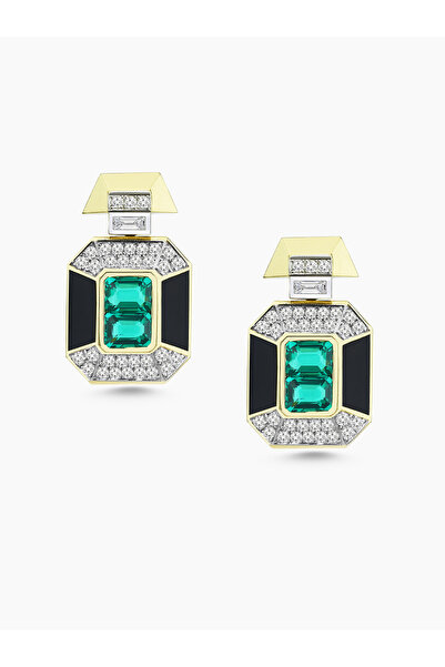 Asteria Jewelry أقراط بتصميم مفصل من الحجر الأخضر