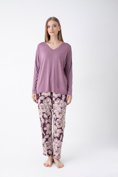 ALIN Homewear Plum V-Neck Pajama Set