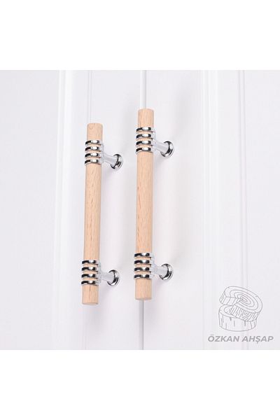 KOÇSAN Chrome 192mm(19.2cm) Wooden Handle Luxury Country Kitchen Furniture Cabinet Drawer Handle