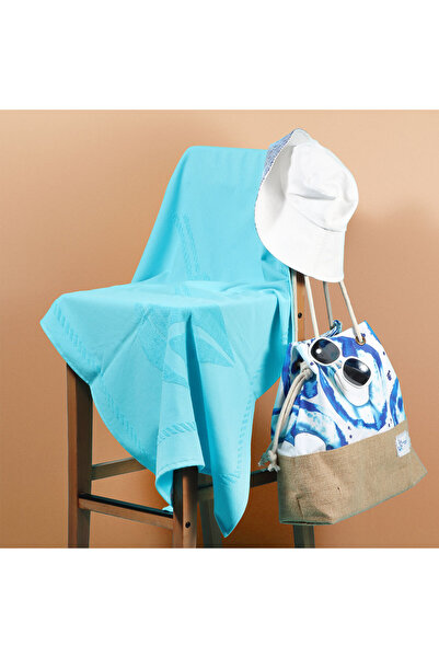 ANEMOSS Sailboat Beach Towel – Turquoise, 140x70 cm