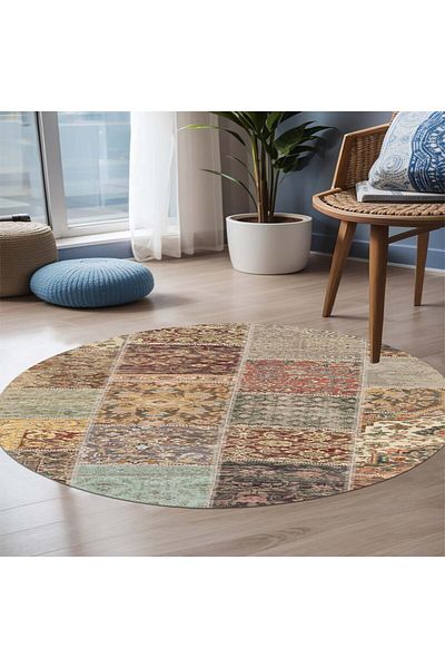 Bamyum Nadine Bedruckter Teppich Chenille-Druckmaschinell hergestellter, waschbarer mehrfarbiger Teppich