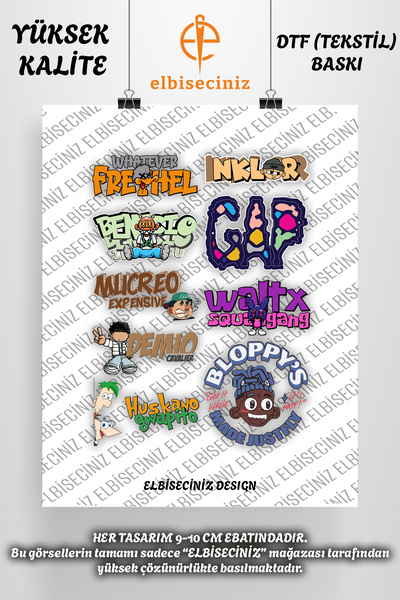 VİZYON İKRA طباعة نسيج DTF متميزة تحت عنوان "شخصيات غريبة". يمكن لصقه بسهولة ...