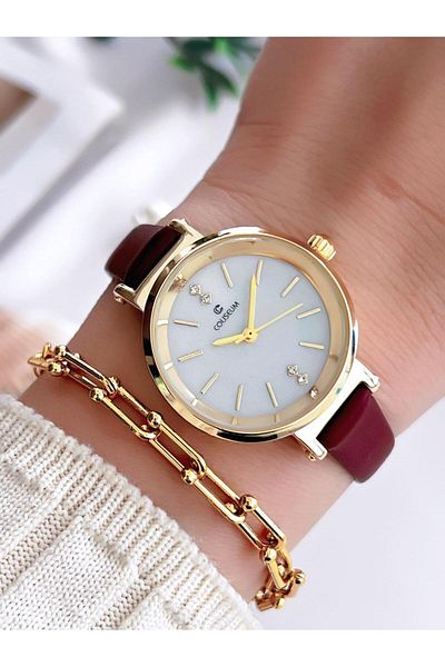 Coliseum Vintage Leather Band Women's Wrist Watch and Bracelet Set - Cl8368.Bm4