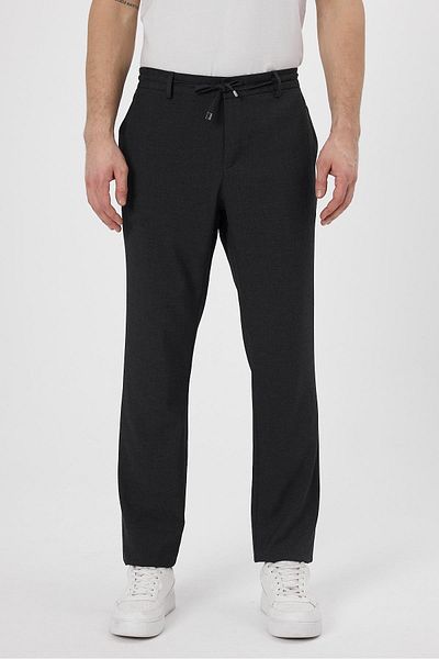 odelon Men's Anthracite Slim Fit Jogger Pants - Comfortable, Drawstring Zip-Up and Lycra