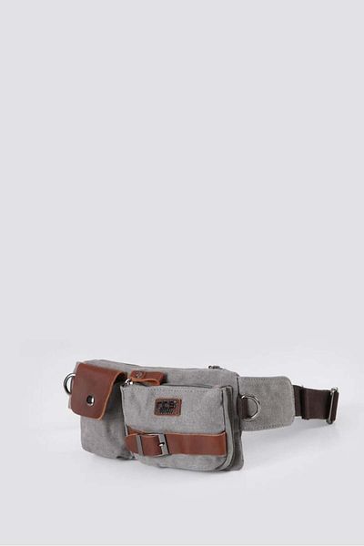 ÇÇS Ççs 31459 - Grey Canvas Bag with Strap, for Waist and Shoulder