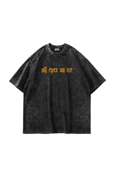 Sekizbiraltı Μαύρο μπλουζάκι All Eyez On Me με στάμπα Oversize Unisex Washable