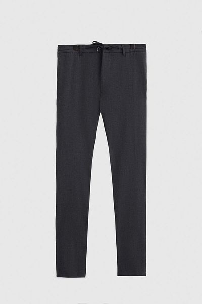 odelon Men's Anthracite Slim Fit Jogger Pants - Comfortable, Drawstring Zip-Up and Lycra