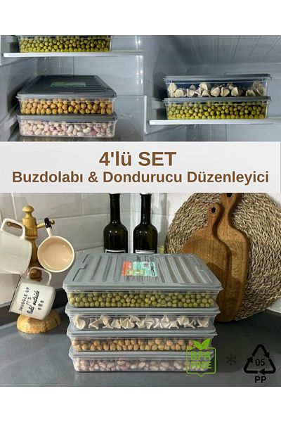 VİZYON Horizontal Lid Diffuse Refrigerator Organizer Storage Container Microwave Container