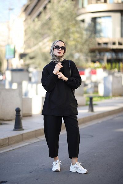 NS Moda Black Hijab Yeast Set - Model-534