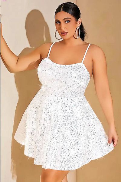 Viselya White Plus Size Evening Dress