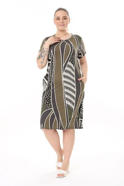 modayız Καλοκαιρινό φόρεμα με τσέπες Plus Size 3D-2527