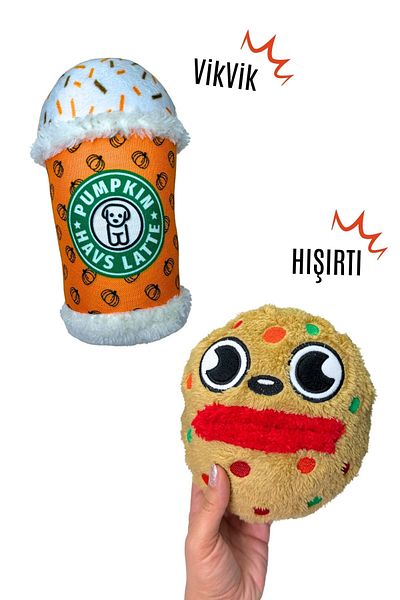 Havhav Havhavcafe Set of 2 Plush Dog Toys - Vikvikli Coffee and Food Storage Cookies