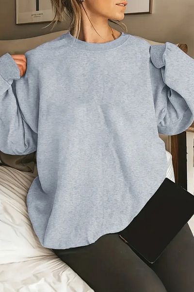 Tarz Cool Women's Crew Neck Basic Oversize Sweatshirt
