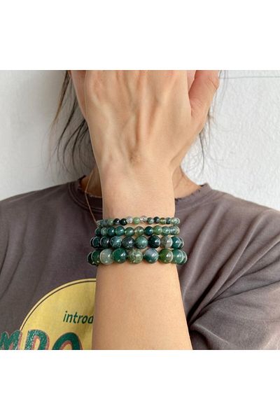 Punky Store Dark Moss Green Agate Natural Stone Bracelet 8 Mm-Dgl-001
