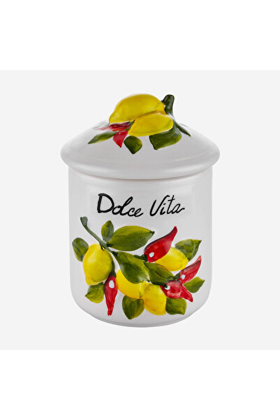 Edelweiss وعاء تخزين سيراميك أبيض إيطالي لحفظ الليمون والفلفل الحار