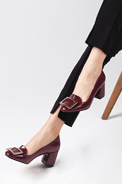 Mio Gusto Dámské boty na podpatku Adela Burgundy Color