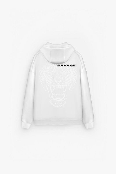 ablukaonline Ανδρικό φούτερ Premium Oversize Hooded - Savage Print, Ecru
