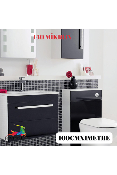 RİMAFOL Kendinden yapışkanlı Piano Black Siyah Kaplama Folyosu 100CMX1METRE