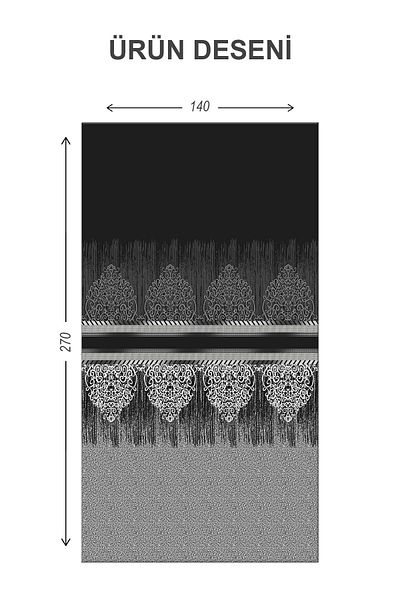 Doruklar Home Collection Blackout Light Proof Blackout High Quality Modern Patterned 2 Blades Background Curtain 140 X 270 Nes Series