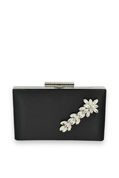 MidStore Black Color Satin Crystal Stone Evening Dress Bag Evening Bag Henna ...