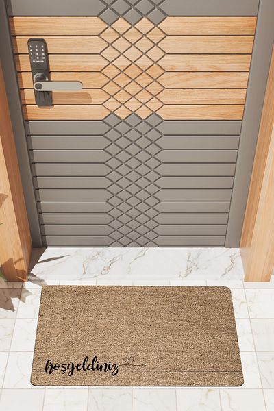Rugmood Modern Digital Printing Welcome Door Mat with Bottom Stripes