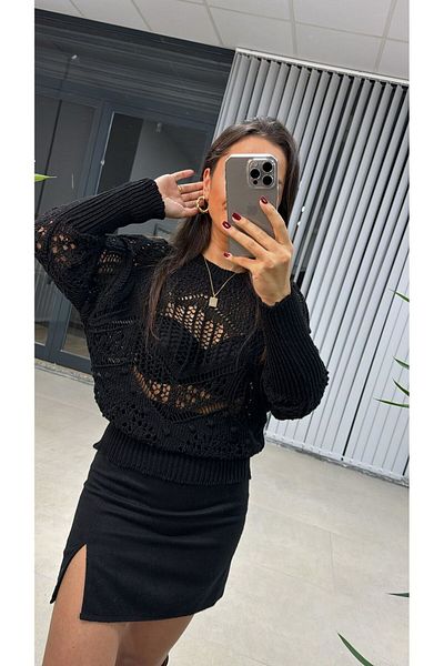 caddstore Tricotaj negru ajurat Sg