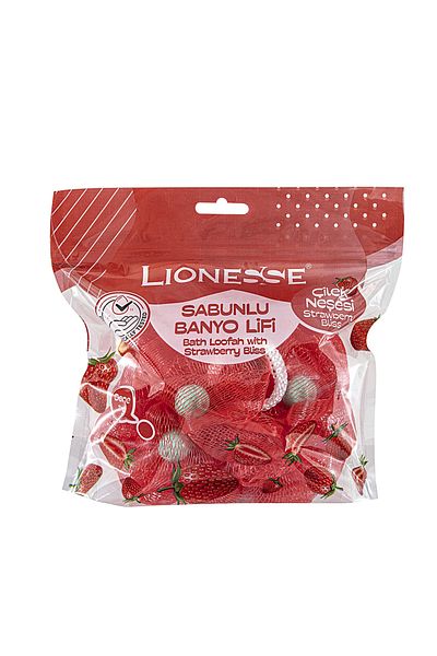 Lionesse Soap Bath Loofah 952 - Strawberry Scented, Travel Size, Bpa Free, Soft Texture
