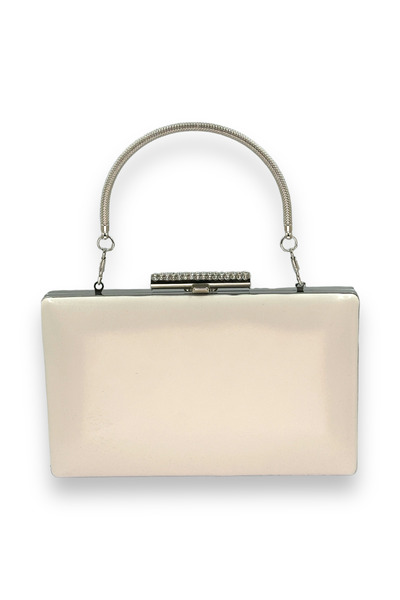 Wedding Fashion Clutch mat din piele bej - Mâner metalic Homecoming Prom Henna