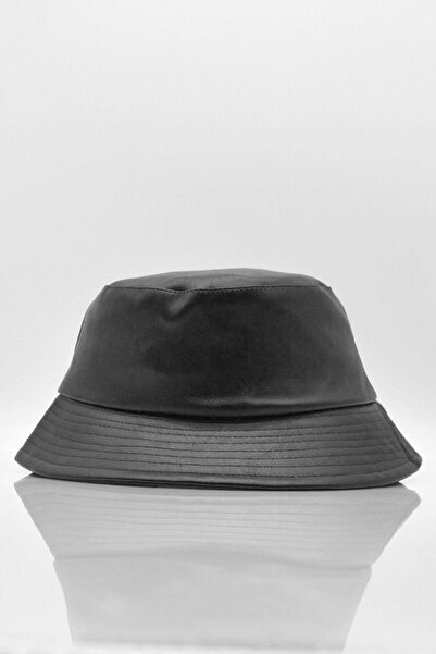 Külah Γυναικείο καπέλο από συνθετικό δέρμα μαύρο πουγκί