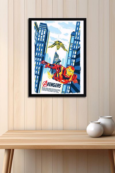 Saturn Avengers Framed Painting - Iron Man Marvel Poster Painting