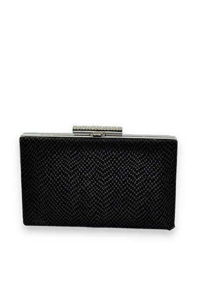 MidStore Geantă de seară neagră cu model gravat cu laser, potrivită pentru nu...